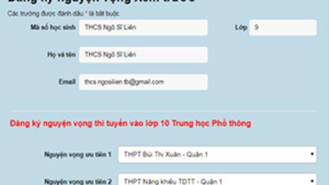 Ứng dụng công nghệ thông tin vào việc đăng ký trực tuyến nguyện vọng tuyển sinh vào lớp 10