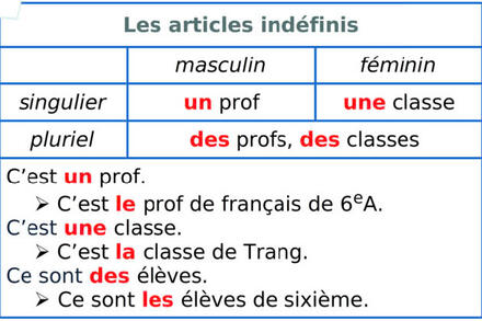 ÔN TẬP CUỐI KÌ 2_TIẾNG PHÁP_KHỐI 10: Les articles indéfinis