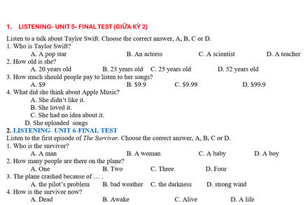 Mid - Term (Học kỳ II)