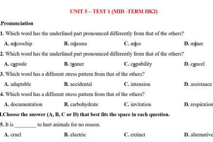 Mid - Term (Học kỳ II)
