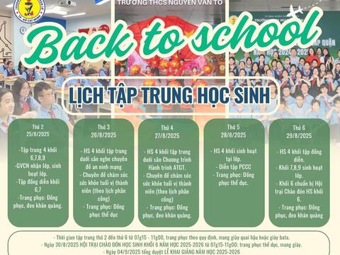 Lịch tập trung học sinh năm học 2025-2026