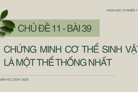 BÀI 39 - CHỨNG MINH CƠ THỂ SINH VẬT LÀ MỘT THỂ THỐNG NHẤT
